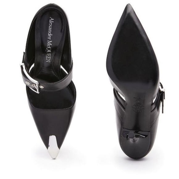 ALEXANDER MCQUEEN PUNK buckle 40mm leather mules BRAND NEW 7.5/37.5 - Picture 8 of 11